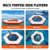 Inflatable Floating Dock 8.5 ft Platform with 5 ft Trampoline Mesh Pool Non Slip Water Mat with Portable Bag and Detachable Ladder for Pool and Beach Relaxation